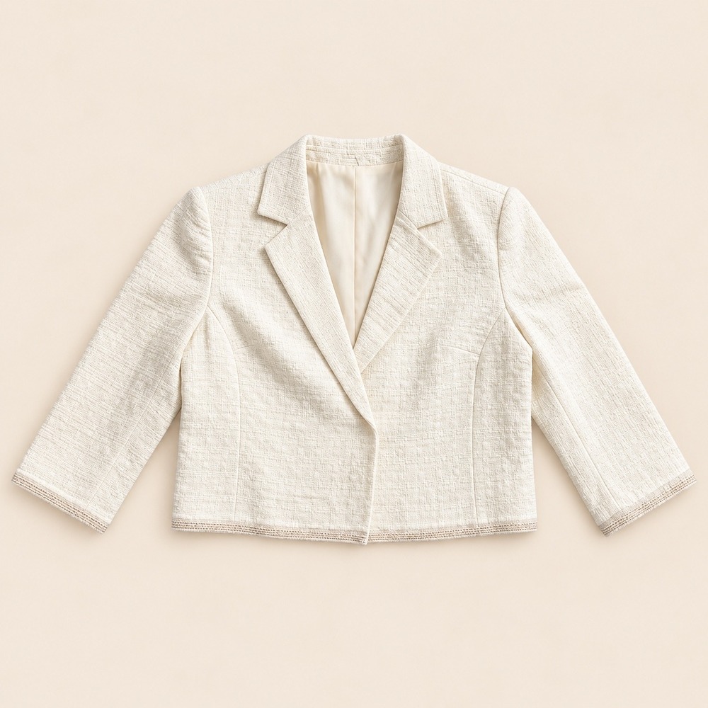adL NWT Textured Tweed Blazer and Skirt Set Beige‎ Cream Professional Chic XS